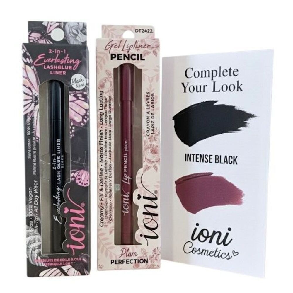 IONI everything Eyelashes liner black Blush and lipliner plum  duo
